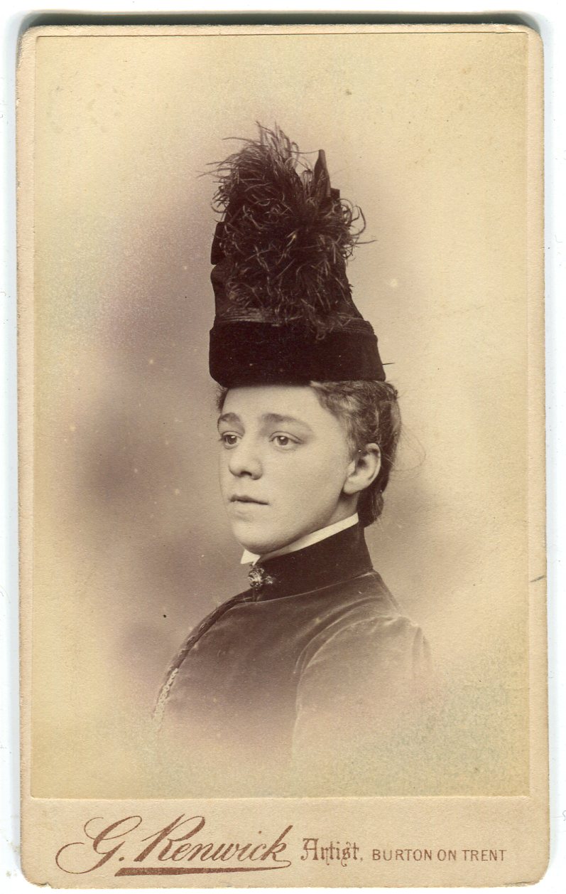 1884-proud-lady-with-very-tall-hat-cdv-c1884-Burton-on-Trent