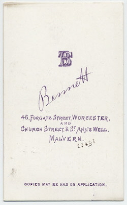 Thomas Bennett carte de visite 18 (verso)