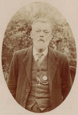 George Bathe wearing his Ashantee Medal in the 1920s. Photo by E W Garland, Sydenham