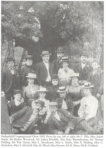 Joshua Biltcliffe with the Netherfield Congregational Choir in 1902