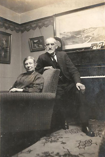 Joshua and Mary Biltcliffe in their latter days at home in Bridge Street, Penistone