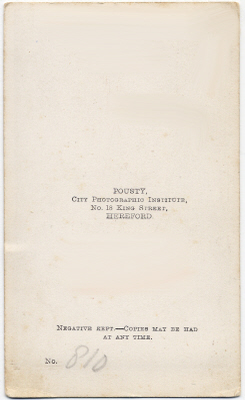 William Pousty carte de visite photograph 4 (verso)