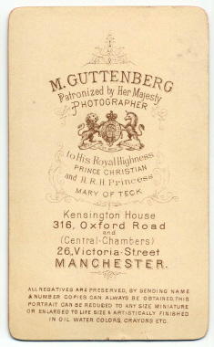 Marcus Guttenberg carte de visite photograph 27 (verso)