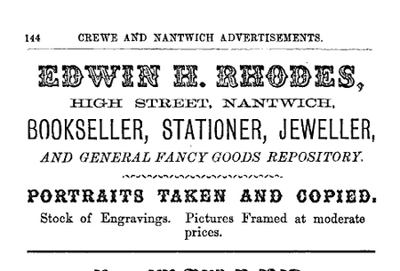 Morris & Co.'s Directory & Gazetteer of Cheshire, 1874 re Edwin Rhodes