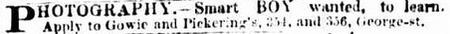 Advert of Gowie & Pickering - Sydney Morning Herald 12th January 1887 page 16