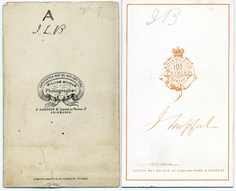 A copied carte de visite by John Moffat c1870 - back